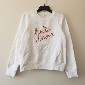 1901 white pullover sweatshirt " hello snow " S nwot